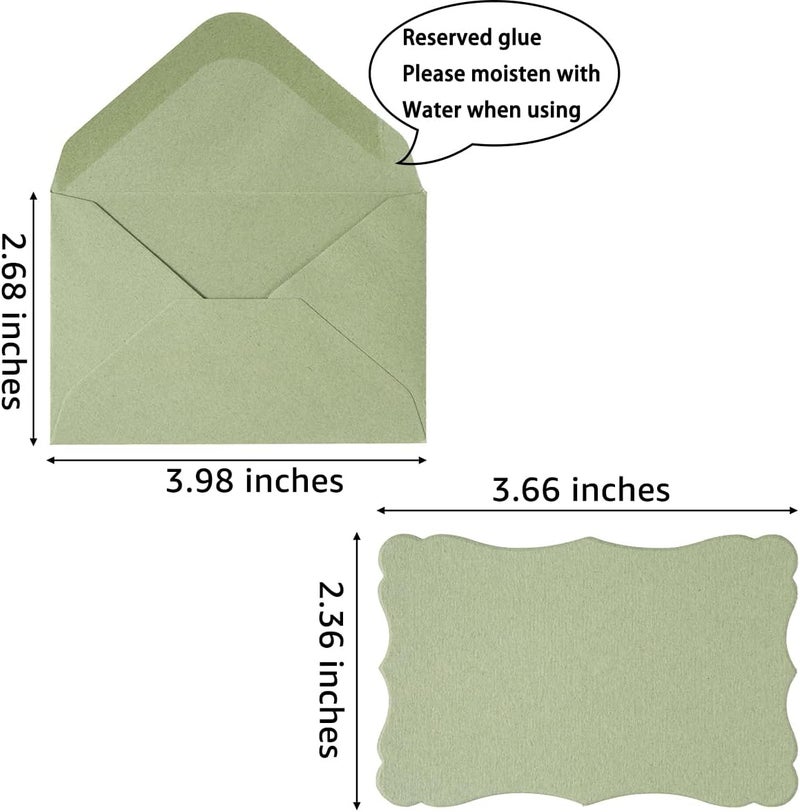 Toperd 100 Pack Mini Envelopes with Note Cards in 5 Colors for Wedding, Birthday, Baby Showers, 4 x 2.7 Inches (Green) - Image 2